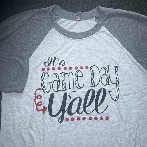 Next Level Apparel Tops - Next Level Raglan T-Shirt Women M Grey Game Day Yall Graphic Tee